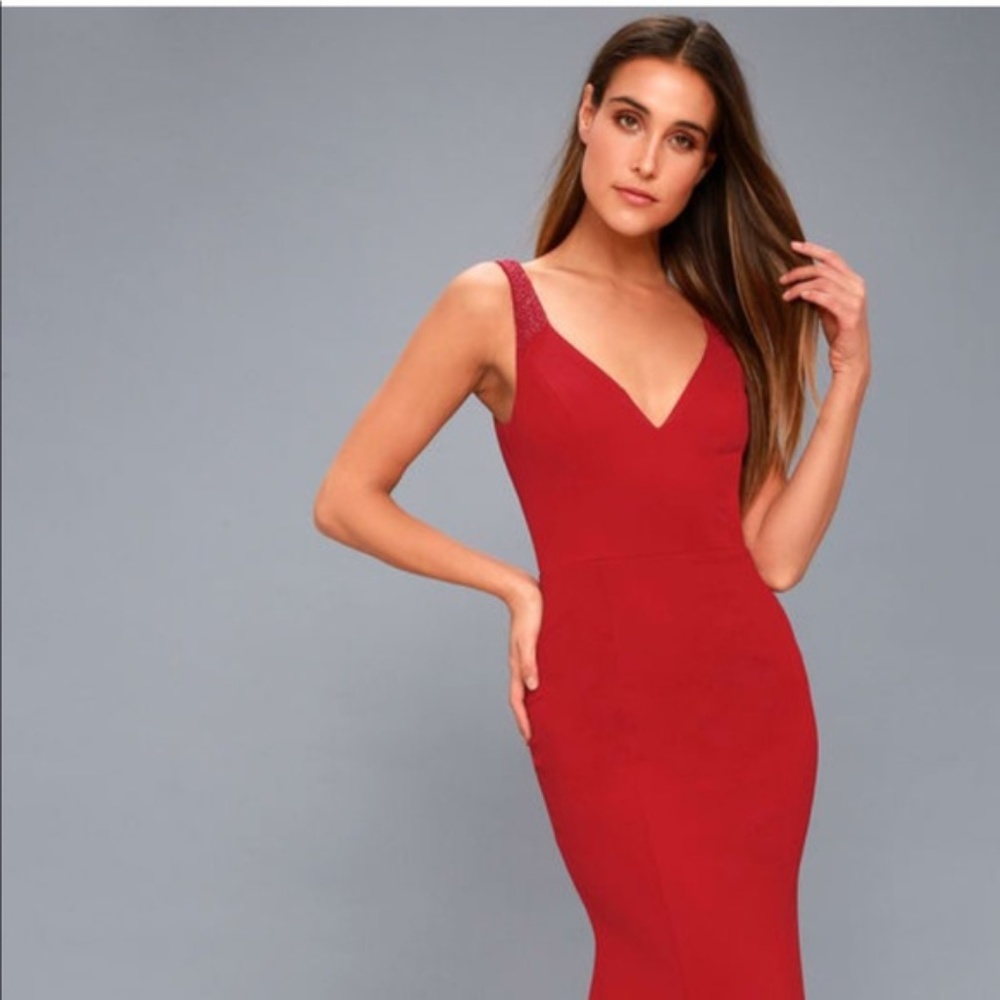 Celena Dark Red Beaded Maxi Dress